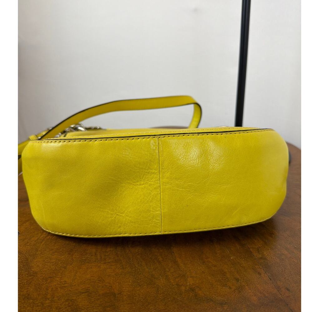 NWT Coach Yellow Leather Crossbody Bag Front Clasp Tassels Silver Hardware Purse - Picture 8 of 13